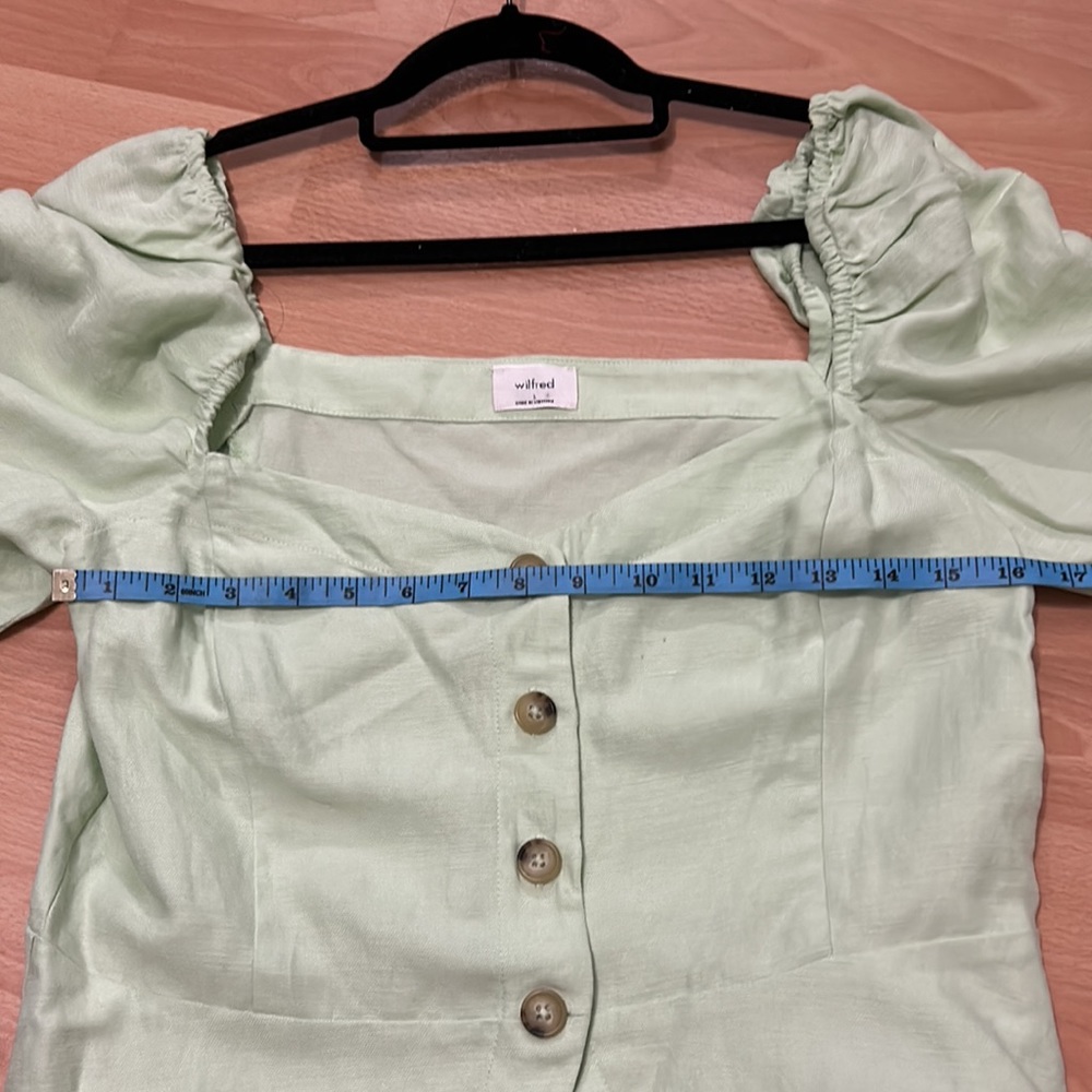 Wilfred Janine Light Green Puff Sleeve Blouse from Aritzia - Picture 3 of 7